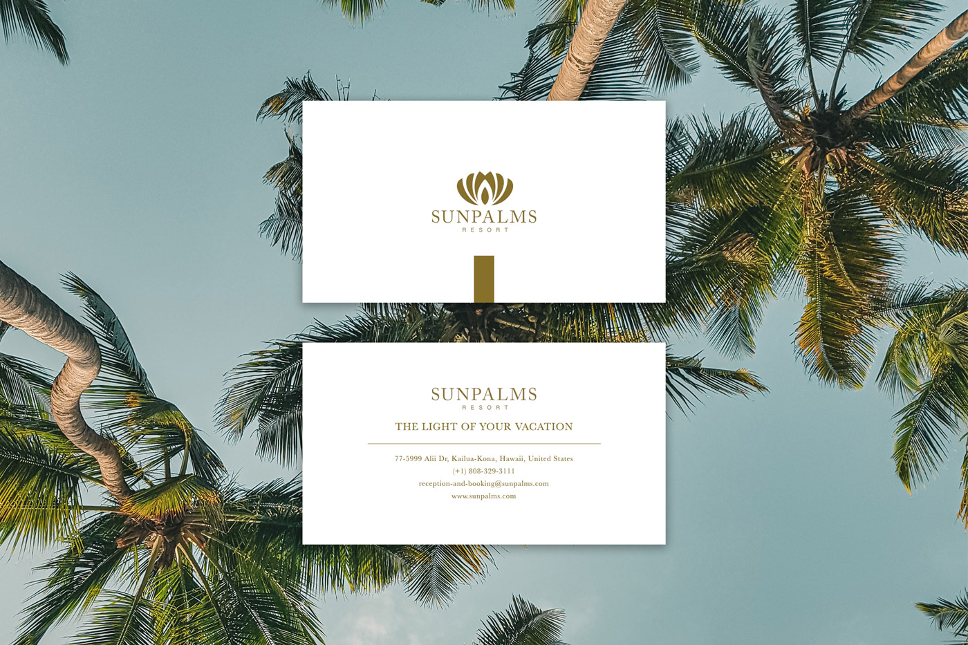 Sun Palms resort business card design